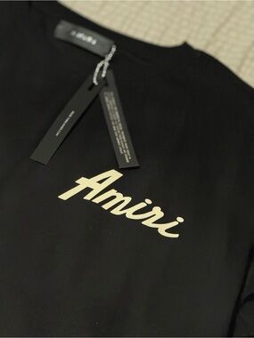 AMIRI Black Sweatshirt with Cream Script Logo